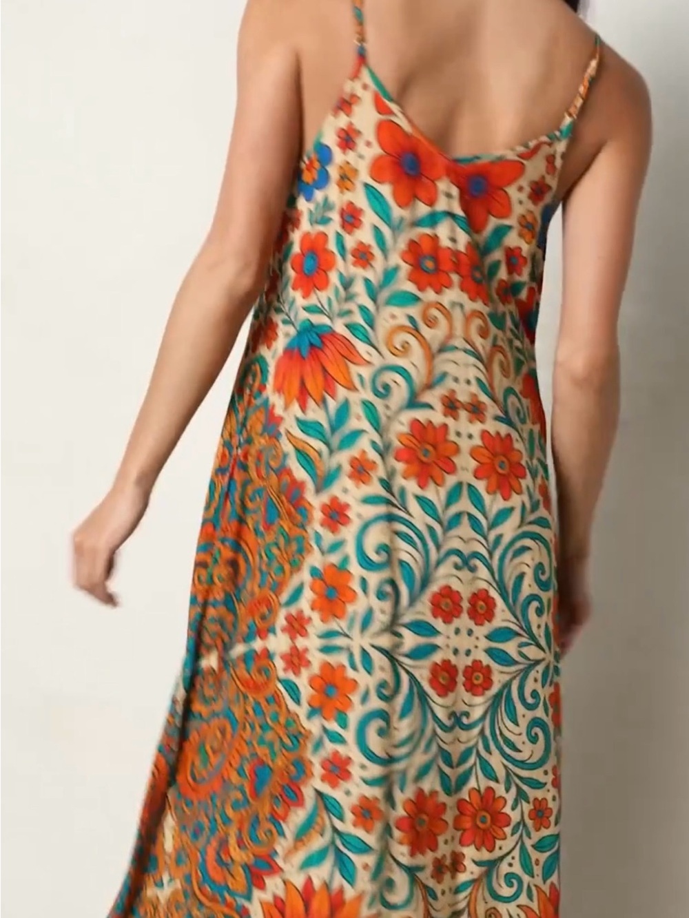 NWT Natural life LG Boho Asymmetrical MIDI Dress, SPAGHETTI STRAPS - Picture 3 of 4